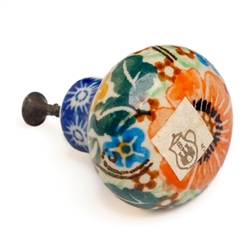 Polish Pottery 1" Drawer Pull Knob. Hand made in Poland. Pattern U1730 designed by Irena Maczka.