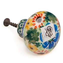 Polish Pottery 1" Drawer Pull Knob. Hand made in Poland. Pattern U2198 designed by Maria Starzyk.