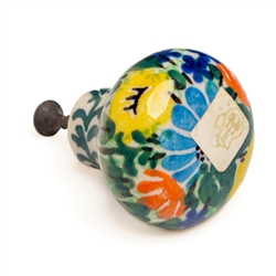 Polish Pottery 1" Drawer Pull Knob. Hand made in Poland. Pattern U2202 designed by Maria Starzyk.