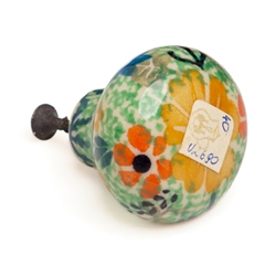 Polish Pottery 1" Drawer Pull Knob. Hand made in Poland. Pattern U2690 designed by Barbara Makiela.