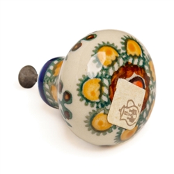 Polish Pottery 1" Drawer Pull Knob. Hand made in Poland. Pattern U79 designed by Teresa Liana.