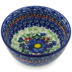 Polish Pottery 5" Ice Cream Bowl. Hand made in Poland. Pattern U1910 designed by Malgorzata Listwan.