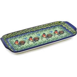 Polish Pottery 13" Rectangular Platter/Dish. Hand made in Poland. Pattern U2663 designed by Monika Kuczynska.