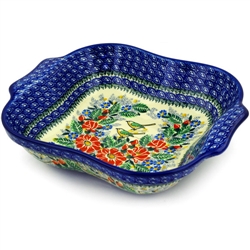 Polish Pottery 11" Baker with Handles. Hand made in Poland. Pattern U2472 designed by Maria Starzyk.