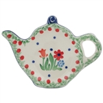 Polish Pottery Stoneware Tea Bag Plate 5 in.