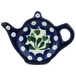 Polish Pottery 5" Tea Bag Plate. Hand made in Poland and artist initialed.