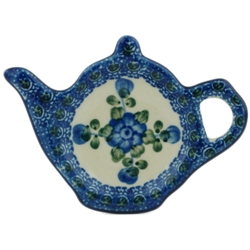 Polish Pottery 5" Tea Bag Plate. Hand made in Poland and artist initialed.