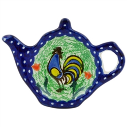 Polish Pottery 5" Tea Bag Plate. Hand made in Poland. Pattern U2702 designed by Monika Kuczynska.