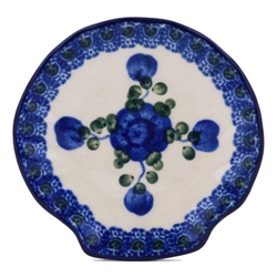 Polish Pottery 4" Tea Bag or Lemon Plate. Hand made in Poland and artist initialed.