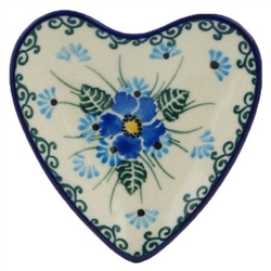 Polish Pottery 3" Tea Bag or Lemon Plate. Hand made in Poland. Pattern U4992 designed by Maria Starzyk.