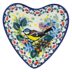 Polish Pottery 3" Tea Bag or Lemon Plate. Hand made in Poland. Pattern U3267 designed by Teresa Liana.