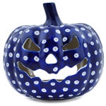 Polish Pottery 7" Pumpkin Jack-O'Lantern. Hand made in Poland and artist initialed.