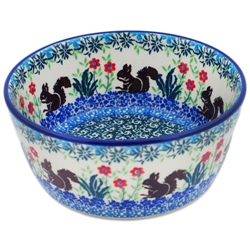 Polish Pottery 5" Round Bowl. Hand made in Poland. Pattern U5046 designed by Teresa Liana.