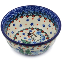 Polish Pottery 5" Ice Cream Bowl. Hand made in Poland. Pattern U4661 designed by Teresa Liana.