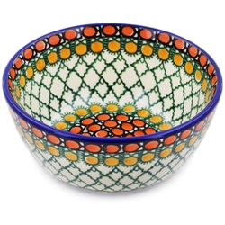 Polish Pottery 5" Ice Cream Bowl. Hand made in Poland. Pattern U81 designed by Teresa Liana.