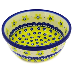 Polish Pottery 6" Cereal/Berry Bowl. Hand made in Poland and artist initialed.