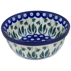 Polish Pottery 6" Cereal/Berry Bowl. Hand made in Poland and artist initialed.