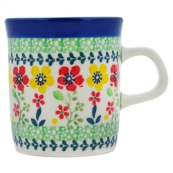 Polish Pottery 4 oz. Mug. Hand made in Poland. Pattern U4792 designed by Teresa Liana.