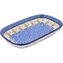 Polish Pottery 10" Serving/Baking Dish. Hand made in Poland and artist initialed.