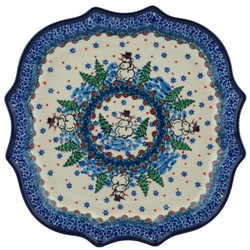 Polish Pottery 10.5" Fluted Luncheon Plate. Hand made in Poland. Pattern U4661 designed by Teresa Liana.