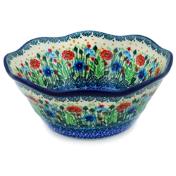 Polish Pottery 8" serving Bowl. Hand made in Poland. Pattern U4921 designed by Teresa Liana.