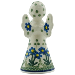 Polish Pottery 4" Standing Angel Figurine. Hand made in Poland and artist initialed.