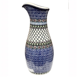 Polish Pottery 10.5" Carafe. Hand made in Poland. Pattern U4516 designed by Teresa Liana.