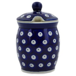 Polish Pottery 4" Jar with Lid. Hand made in Poland and artist initialed.