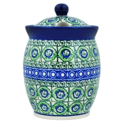 Polish Pottery 5.5" Jar with Lid. Hand made in Poland. Pattern U114 designed by Maryla Iwicka.