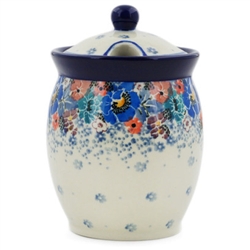 Polish Pottery 5.5" Jar with Lid. Hand made in Poland. Pattern U4708 designed by Maria Starzyk.