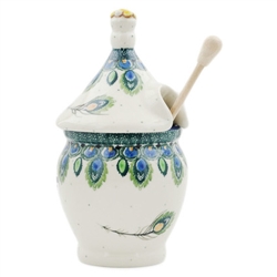 Polish Pottery 7" Honey Jar. Hand made in Poland and artist initialed.