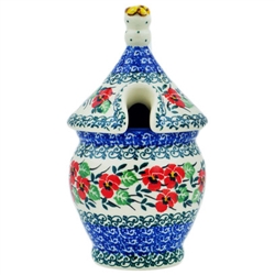 Polish Pottery 7" Honey Jar. Hand made in Poland and artist initialed.