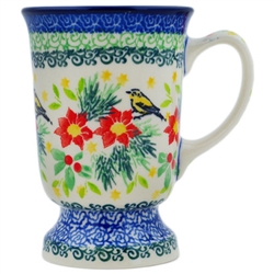 Polish Pottery 8 oz. Pedestal Mug. Hand made in Poland. Pattern U5067 designed by Maria Starzyk.