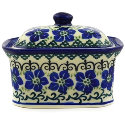 Polish Pottery 4" Box with Lid. Hand made in Poland and artist initialed.