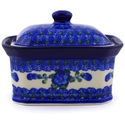 Polish Pottery 4" Box with Lid. Hand made in Poland and artist initialed.