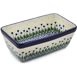 Polish Pottery 8" Loaf Pan. Hand made in Poland and artist initialed.