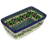 Polish Pottery 8" Loaf Pan. Hand made in Poland and artist initialed.