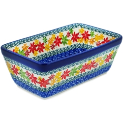 Polish Pottery 8" Loaf Pan. Hand made in Poland and artist initialed.