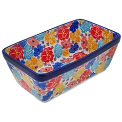 Polish Pottery 8" Loaf Pan. Hand made in Poland. Pattern U5144 designed by Karolina Sliwinska.