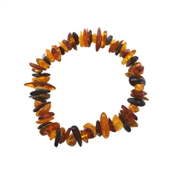 Multi Color Raw Amber Stretch Bracelet 7"