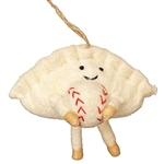 Baseball Pierogi Felted Wool Ornament