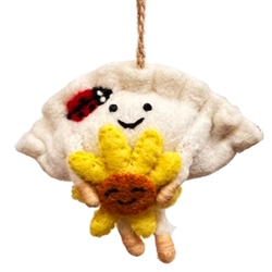 Let the Sun Shine in Pierogi Felted Wool Ornament