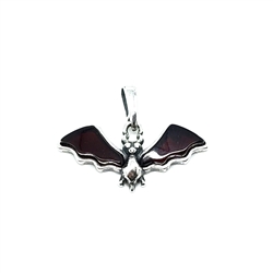 Cherry Amber Sterling Silver Bat Pendant  0.6"