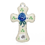 Polish Pottery 3" Cross. Hand made in Poland and artist initialed.