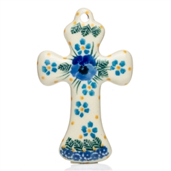 Polish Pottery 3" Cross. Hand made in Poland and artist initialed.