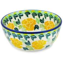 Polish Pottery 5" Ice Cream Bowl. Hand made in Poland and artist initialed.