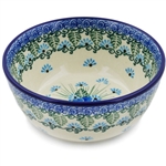 Unikat Polish Pottery Stoneware Ice Cream Bowl 5 in. 'Forget Me Not' U4992