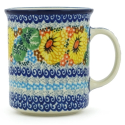 Polish Pottery 8 oz. Everyday Mug. Hand made in Poland. Pattern U4202 designed by Maryla Iwicka.