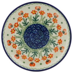 Polish Pottery 6" Bread & Butter Plate. Hand made in Poland and artist initialed.