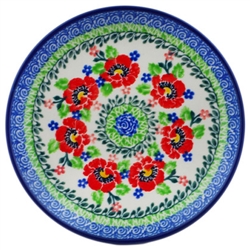 Polish Pottery 6" Bread & Butter Plate. Hand made in Poland and artist initialed.